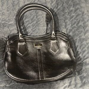 Cole Haan Silver Pebbled Leather Tote Handbag